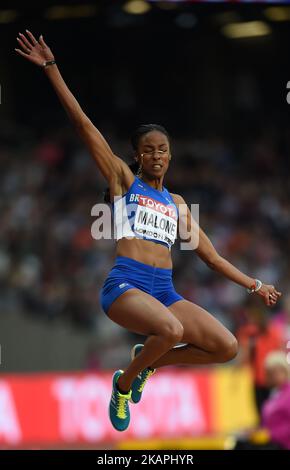 Chantel Malone, de l'île vierge britannique, saute dans la finale de saut à long terme aux Championnats du monde de l'IAAF 2017 au stade de Londres à Londres, au Royaume-Uni, sur 11 août 2017. (Photo par Ulrik Pedersen/NurPhoto) *** Veuillez utiliser le crédit du champ de crédit *** Banque D'Images