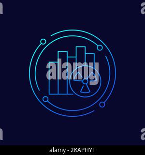 icône de ligne de surveillance du niveau de rayonnement avec un graphique Illustration de Vecteur