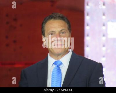 Andrew Cuomo, gouverneur de New York, parle au Moynihan train Hall, à Penn Station, à New York, dans l'État de New York, sur 17 août 2017. (Photo de Kyle Mazza/NurPhoto) Banque D'Images