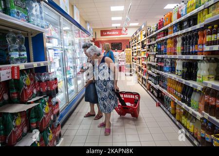 Un nouveau supermarché à Amatrice, en Italie, le 21 août 2017. C'est le premier supermarché construit après le tremblement de terre. (Photo de Max Cavallari/NurPhoto) Banque D'Images