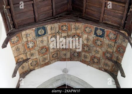 Plafond nef peint à l'église St Mary's Church, Almeley, Herefordshire Banque D'Images