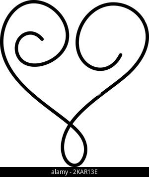 Main dessinée amour monoline coeur de Noël logo signe. Couple de symboles d'illustration romantique Vector et mariage. Élément plat de conception de calligraphie de Illustration de Vecteur