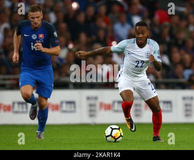 Le Raheem Sterling d'Angleterre lors de la qualification à la coupe du monde - European Group F Match entre l'Angleterre et la Slovaquie au stade de Wembley, sur 4 septembre 2017 à Londres, en Angleterre. (Photo de Kieran Galvin/NurPhoto) Banque D'Images