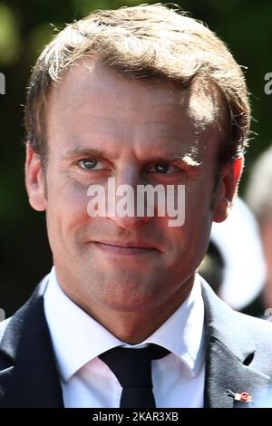 Le président français Emmanuel Macron lors de la cérémonie de réception officielle au manoir présidentiel, à Athènes, sur 7 septembre 2017. Emmanuel Macron est en visite officielle de deux jours en Grèce. (Photo de Panayotis Tzamaros/NurPhoto) Banque D'Images