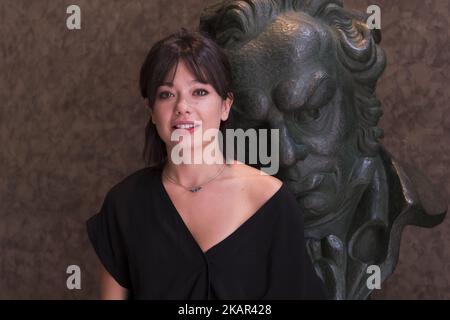 L'actrice Anna Castillo assiste à l'annonce de 'Estiu 1993' (été 1993) comme le film choisi pour représenter l'Espagne dans la catégorie des films non-anglais des Prix de l'Académie 90th, au siège de l'Académie du film espagnol à Madrid 7 septembre 2017 (photo par Oscar Gonzalez/NurPhoto) Banque D'Images