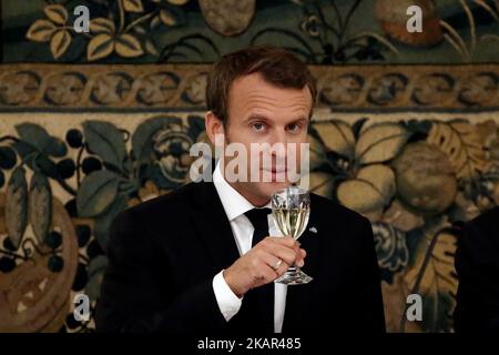 Le président français Emmanuel Macron lors d'un dîner d'État au manoir présidentiel, à Athènes, Grèce, sur 7 septembre 2017. (Photo de Panayotis Tzamaros/NurPhoto) Banque D'Images