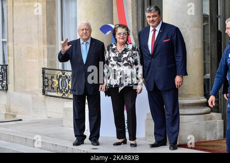 David Douillet quitte l'Elysée à Paris après une cérémonie pour célébrer le couronnement de Paris en tant qu'hôte des Jeux Olympiques de 2024 sur 15 septembre 2017. (Photo de Julien Mattia/NurPhoto) Banque D'Images