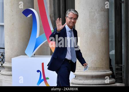 Jean-Pourent Bonnafe quitte l'Elysée à Paris après une cérémonie pour célébrer le couronnement de Paris comme hôte des Jeux Olympiques de 2024 sur 15 septembre 2017. (Photo de Julien Mattia/NurPhoto) Banque D'Images