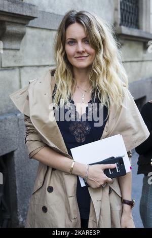 Ekaterina Mukhina styliste et rédactrice en chef d'elle Russie avant le défilé de mode Ermanno Servino S/S 2018 sur 23 septembre 2017 à Milan, Italie. (Photo de Nataliya Petrova/NurPhoto) Banque D'Images