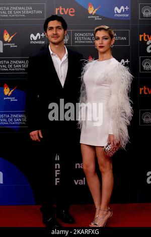 Ricardo Mario Darin 'Chino Darin' et sa petite amie l'actrice espagnole Ursula Corbero assistent à la première 'la Cordillera' lors du Festival international du film de San Sebastian sur 26 septembre 2017 65th à San Sebastian, Espagne. (Photo de COOLMedia/NurPhoto) Banque D'Images