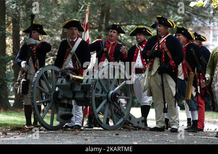 Reconstitution annuelle de la bataille de Germantown lors du festival révolutionnaire de Germantown sur le terrain de Cliveden, dans le nord-ouest de Philadelphie, sur 7 octobre 2017. (Photo de Bastiaan Slabbers/NurPhoto) Banque D'Images