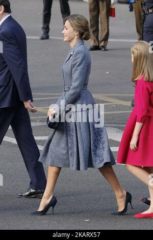 La reine Letizia d'Espagne assiste à la parade militaire de la fête nationale 2017 sur 12 octobre 2017 à Madrid, Espagne (photo par Oscar Gonzalez/NurPhoto) Banque D'Images