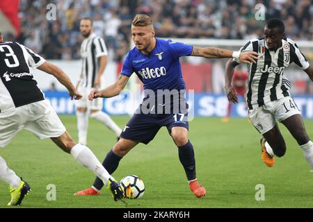 Ciro IMMOBILE (SS Lazio) pendant la série Un match de football entre Juventus FC et SS Lazio au stade olympique Allianz le 14 octobre 2017 à Turin, Italie. (Photo par Massimiliano Ferraro/NurPhoto) Banque D'Images