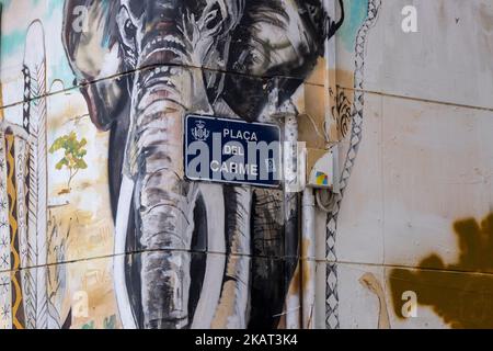 Graffiti sur le mur, Placa del Carme, Valence, Espagne Banque D'Images