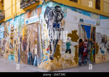 Graffiti sur le mur, Placa del Carme, Valence, Espagne Banque D'Images