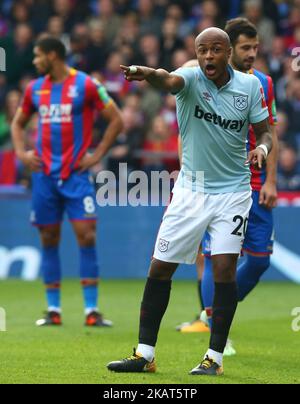 Andre Ayew de West Ham United lors du match de la Premier League entre Crystal Palace et West Ham United au stade Selhurst Park, Londres, Angleterre, le 29 octobre 2017. (Photo de Kieran Galvin/NurPhoto) Banque D'Images