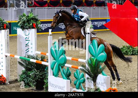 Rider est en compétition pendant le Royal Horse Show à tout le Royal Agricultural Winter Fair sur 3-12 novembre 2017 au Ricoh Coliseum de Toronto, Canada. (Photo par Anatoliy Cherkasov/NurPhoto) Banque D'Images