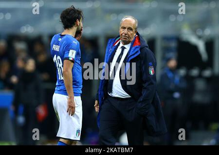 Les qualificatifs de la coupe du monde de la FIFA jouent la Suisse contre l'Irlande du Nord la déception de l'entraîneur italien Giampiero Ventura au stade San Siro à Milan, Italie sur 13 novembre 2017. (Photo de Matteo Ciambelli/NurPhoto) Banque D'Images