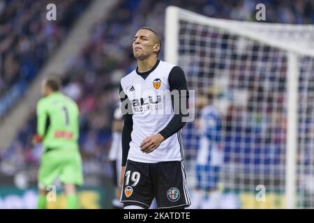 Valencia CF avance Rodrigo Moreno (19) pendant le match entre le RCD Espanyol contre Valencia CF, pour la ronde 12 de la Liga Santander, joué au stade du RCD Espanyol le 19th novembre 2017 à Barcelone, Espagne. (Photo par Urbanandsport/NurPhoto) Banque D'Images