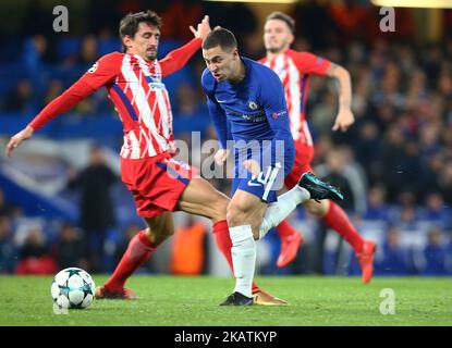 Eden Hazard de Chelsea lors du match du groupe C de la Ligue des champions entre Chelsea et Atlético Madrid au Stamford Bridge, Londres, Angleterre, le 5 décembre 2017. (Photo de Kieran Galvin/NurPhoto) Banque D'Images