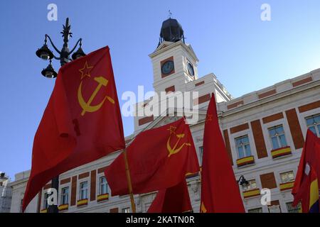 Manifestation de la III République en Espagne, le jour de la célébration de la Constitution, à Madrid, Espagne, sur 6 décembre 2017. La Journée de la Constitution marque l'anniversaire du référendum de 1978 et de l'approbation de la Constitution espagnole. (Photo par Oscar Gonzalez/NurPhoto) Banque D'Images