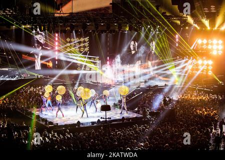 Un point de vue général du Forum Assago lors de la finale du X Factor 11 sur 14 décembre 2017 à Milan, Italie. (Photo de Romano Nunziato/NurPhoto) Banque D'Images