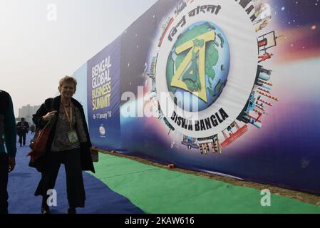 Les délégués étrangers arrivent au Sommet mondial des affaires du Bengale sur 16 janvier 2018 à Kolkata, Inde. (Photo de Debajyoti Chakraborty/NurPhoto) Banque D'Images