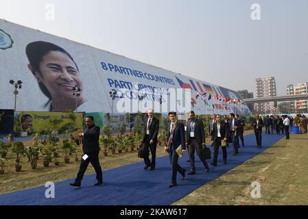 Les délégués étrangers arrivent au Sommet mondial des affaires du Bengale sur 16 janvier 2018 à Kolkata, Inde. (Photo de Debajyoti Chakraborty/NurPhoto) Banque D'Images