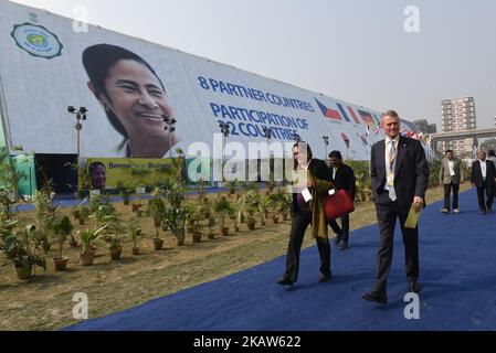 Les délégués étrangers arrivent au Sommet mondial des affaires du Bengale sur 16 janvier 2018 à Kolkata, Inde. (Photo de Debajyoti Chakraborty/NurPhoto) Banque D'Images