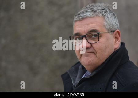 Le ministre belge de la Défense, Steven Vandeput (en photo) et le vice-chef de la Défense, Michel Hofman, ont accompagné un groupe de cent lycéens de 13 écoles différentes lors de leur visite au camp allemand de concentration et d'extermination nazi d'Auschwitz-Birkenau, quelques jours avant le 74th anniversaire du camp de libération. Mardi, 23 janvier 2018, au camp de concentration d'Auschwitz, Oswiecim, Pologne. (Photo par Artur Widak/NurPhoto) Banque D'Images