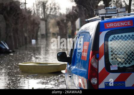 Débordement de la Seine à Villeneuve Saint Georges et Val de Marnes près de Paris, France, le 26 janvier 2018. Les habitants sont organisés pour le week-end comme FEDER triplant pour couper le pouvoir. (Photo de Julien Mattia/NurPhoto) Banque D'Images