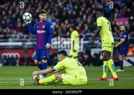 Leo Messi d'Argentine du FC Barcelone pendant le match de la Liga entre le FC Barcelone et Getafe au Camp Nou Stadium à Barcelone le 11 février 2018. (Photo par Xavier Bonilla/NurPhoto) Banque D'Images