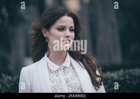 Giulia Elettra Gorietti participe à la séance photo du film 'connessi' à la Casa del Cinema de Rome, Italie, le 19th février 2018. (Photo par Luca Carlino/NurPhoto) Banque D'Images