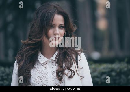 Giulia Elettra Gorietti participe à la séance photo du film 'connessi' à la Casa del Cinema de Rome, Italie, le 19th février 2018. (Photo par Luca Carlino/NurPhoto) Banque D'Images