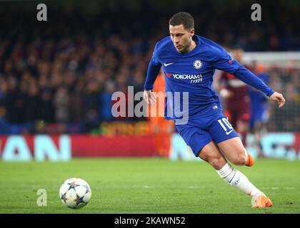 Eden Hazard de Chelsea lors du match de la Ligue des champions de 16 entre Chelsea et Barcelone au Stamford Bridge, Londres, Angleterre, le 20 février 2018. (Photo de Kieran Galvin/NurPhoto) Banque D'Images