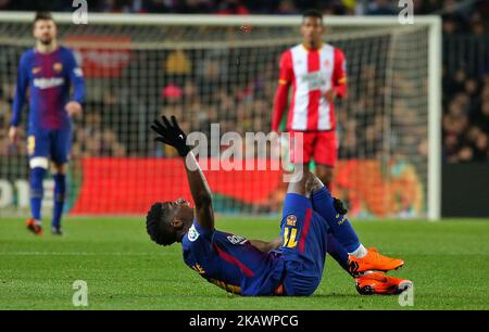 Ousmane Dembele lors du match entre le FC Barcelone et le FC Gérone, pour la ronde 25 de la Liga Santander, a joué au stade Camp Nou le 25th février 2018 à Barcelone, Espagne. -- (photo par Urbanandsport/NurPhoto) Banque D'Images