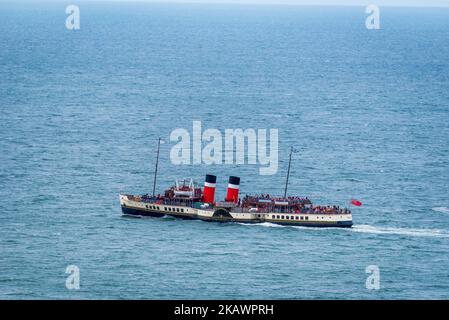 Le bateau à aubes Waverley dans la mer d'Irlande. Banque D'Images