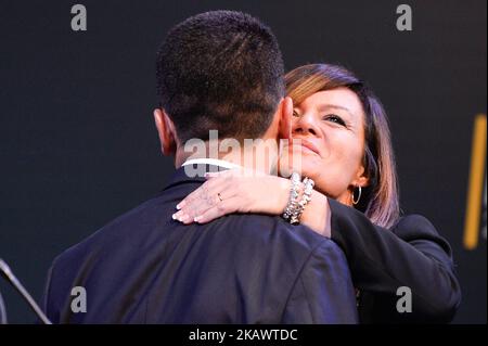 Paola Giannetakis, ministre de l'intérieur lors de la présentation de l'équipe du futur cabinet avant les élections sur 4 mars, faites par le chef du mouvement populiste italien cinq étoiles Luigi Di Maio, le 01 mars 2018 à Rome, en Italie. (Photo par Silvia Lore/NurPhoto) Banque D'Images