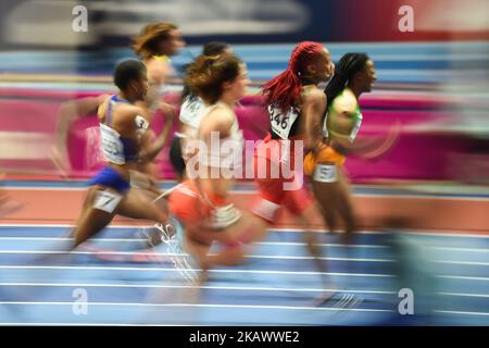 Michelle-Lee Ahye de Trinité-et-Tobago à la demi-finale de 60 mètres au Championnat mondial d'athlétisme en salle 2018, Birmingham, Angleterre sur 2 mars 2018. (Photo par Ulrik Pedersen/NurPhoto) Banque D'Images