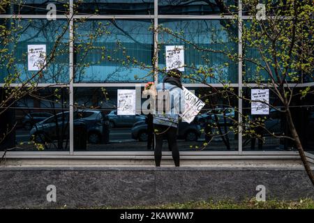 Manifestation devant le siège de la société Bayer contre la fusion avec la société Monsanto à Lyon, en France, sur 3 mars 2018. (Photo de Nicolas Liponne/NurPhoto) Banque D'Images
