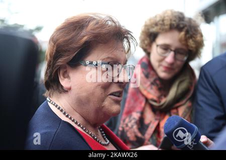 La Présidente du Parlement bavarois (Landtag) Barbara Stamm arrive à la réunion CSU-HQ du 5 mars 2018 à Munich, en Allemagne. L'Union sociale chrétienne (CSU) a tenu une réunion du conseil d'administration, où ils décident des nouveaux ministres fédéraux et élisent probablement un nouveau secrétaire général. (Photo par Alexander Pohl/NurPhoto) Banque D'Images