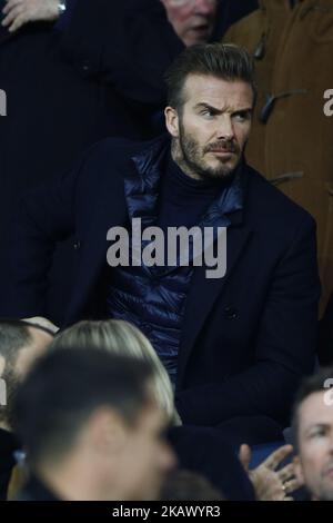 David Beckham réagit lors de la Ligue des champions de l'UEFA, ronde de 16, match de football à 2nd jambes entre le FC Paris Saint-Germain et le Real Madrid CF sur 6 mars 2018 au stade du Parc des Princes à Paris, France. (Photo de Mehdi Taamallah / NurPhoto) Banque D'Images