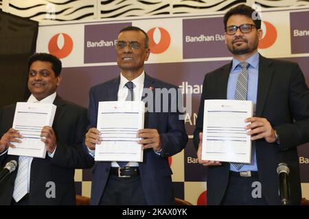 Chandra Shekhar Ghosh, MD et PDG de la Banque Bandhan à l'occasion du déjeuner de l'IPO de la Banque Bandhan sur 9 mars 2018 à Kolkata, en Inde. Bandhan Bank Ltd, la plus récente parmi les prêteurs privés, a déclaré aujourd'hui qu'elle lancera un IPO (premier appel public à l'épargne) de RS 4 473 crore sur 15 mars 2018. Le problème se termine sur 19 mars. La banque de Kolkata, Transformé en banque en 2015 d'une institution de micro-finance en 2001, va vendre jusqu'à 119,3 millions d'actions dans une fourchette de prix de RS 370-375 chacune dans l'IPO, selon une déclaration de la banque Kotak Mahindra Capital, Axis Capital, Goldman Sachs, JM Financial et Banque D'Images