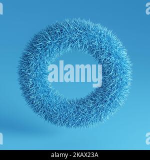 anneau de fourrure bleu sur fond bleu. 3d rendu Banque D'Images
