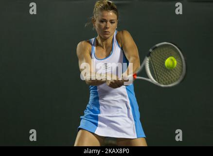 Camila Georgi, d'Italie, en action pendant son match contre Donna Vekic de Croatie. Vekic a gagné 6-0 7-5, à Miami, sur 21 mars 2018. (Photo de Manuel Mazzanti/NurPhoto) Banque D'Images