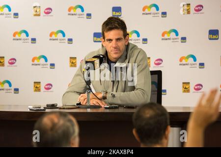 Juan Martin del Potro, le champion de la maîtrise de l'Indian Wells 1000, qui a parlé aux médias lors d'une conférence de presse à Miami, avant son premier match le week-end prochain, à Miami, sur 21 mars 2018. (Photo de Manuel Mazzanti/NurPhoto) Banque D'Images