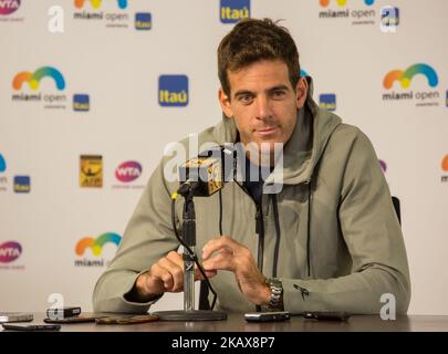 Juan Martin del Potro, le champion de la maîtrise de l'Indian Wells 1000, qui a parlé aux médias lors d'une conférence de presse à Miami, avant son premier match le week-end prochain, à Miami, sur 21 mars 2018. (Photo de Manuel Mazzanti/NurPhoto) Banque D'Images