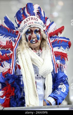 Supporters de la France lors du match de football amical entre la France et la Colombie au Stade de France, à Saint-Denis, en périphérie de Paris, sur 23 mars 2018. (Photo par Elyxandro Cegarra/NurPhoto) Banque D'Images