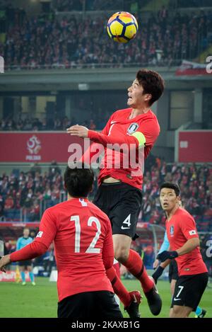 Ki Sung-yueng (capitaine) pendant le match international de football amical entre les équipes nationales de Pologne et de Corée du Sud, au stade silésien de Chorzow, Pologne sur 27 mars 2018 (photo de Mateusz Wlodarczyk/NurPhoto) Banque D'Images