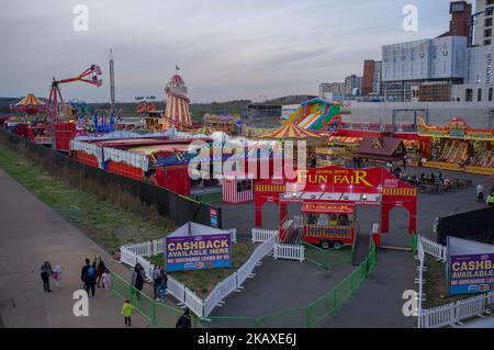 View of the surroundings of the Queen Elizabeth Olympic Park, between the boroughs of Stratford and Hackney in London, UK on April 5, 2018. A man has died after being stabbed in north-east London, bringing the number of killings in the capital this year to more than 50. In the same borough hours earlier, a man in his 50s died outside a bookmakers in Clapton following a suspected fight, the Metropolitan police said. Fatal stabbings in England and Wales are at their highest level since 2010-11, with the escalating violence especially acute in London, where 13 people were killed in two weeks last Banque D'Images